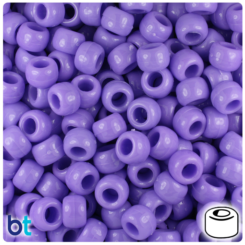 Lilac Opaque 9mm Barrel Pony Beads (500pcs)