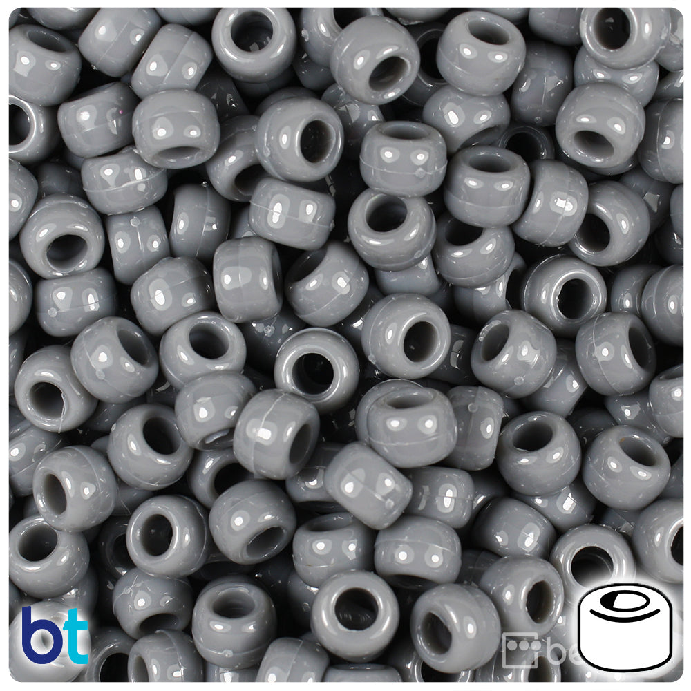 Dark Grey Opaque 9mm Barrel Pony Beads (500pcs)