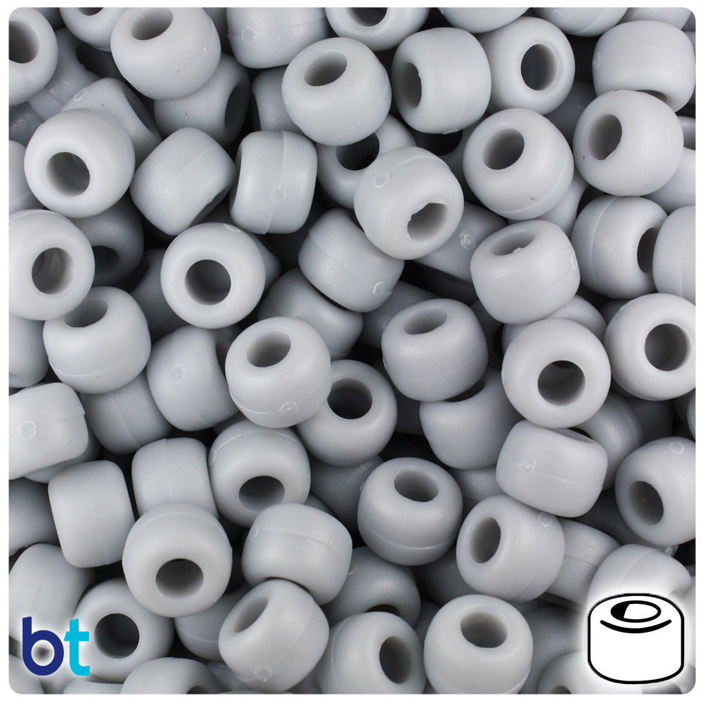 Grey Matte 9mm Barrel Pony Beads (500pcs)