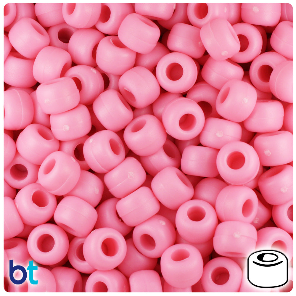 Baby Pink Matte 9mm Barrel Pony Beads (500pcs)