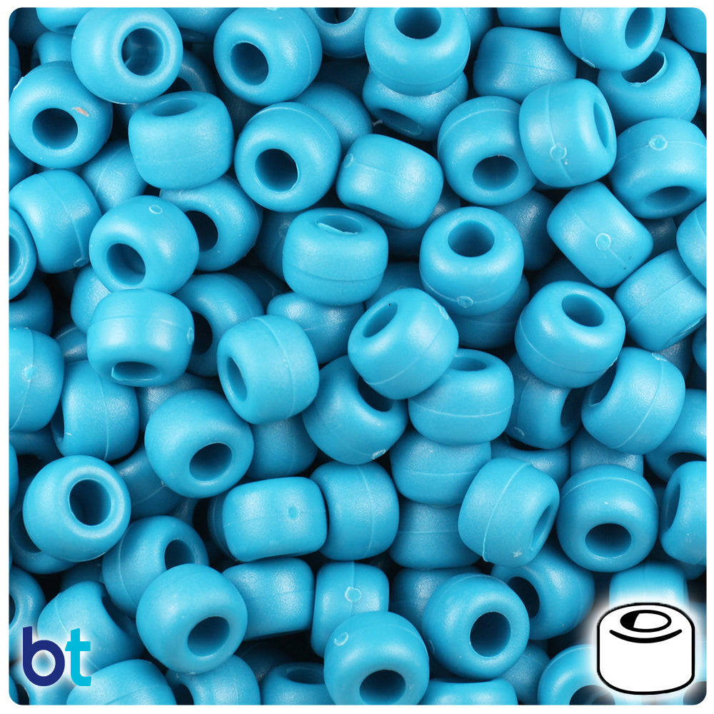 Dark Turquoise Matte 9mm Barrel Pony Beads (500pcs)