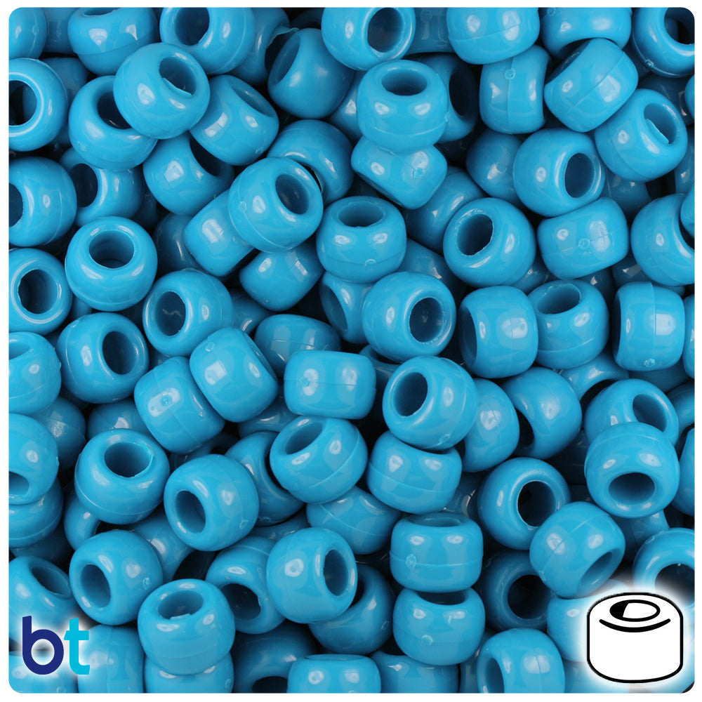 Dark Turquoise Opaque 9mm Barrel Pony Beads (500pcs)
