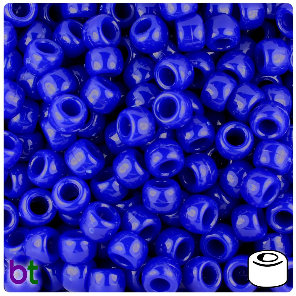 Royal Blue Opaque 9mm Barrel Pony Beads (100pcs)