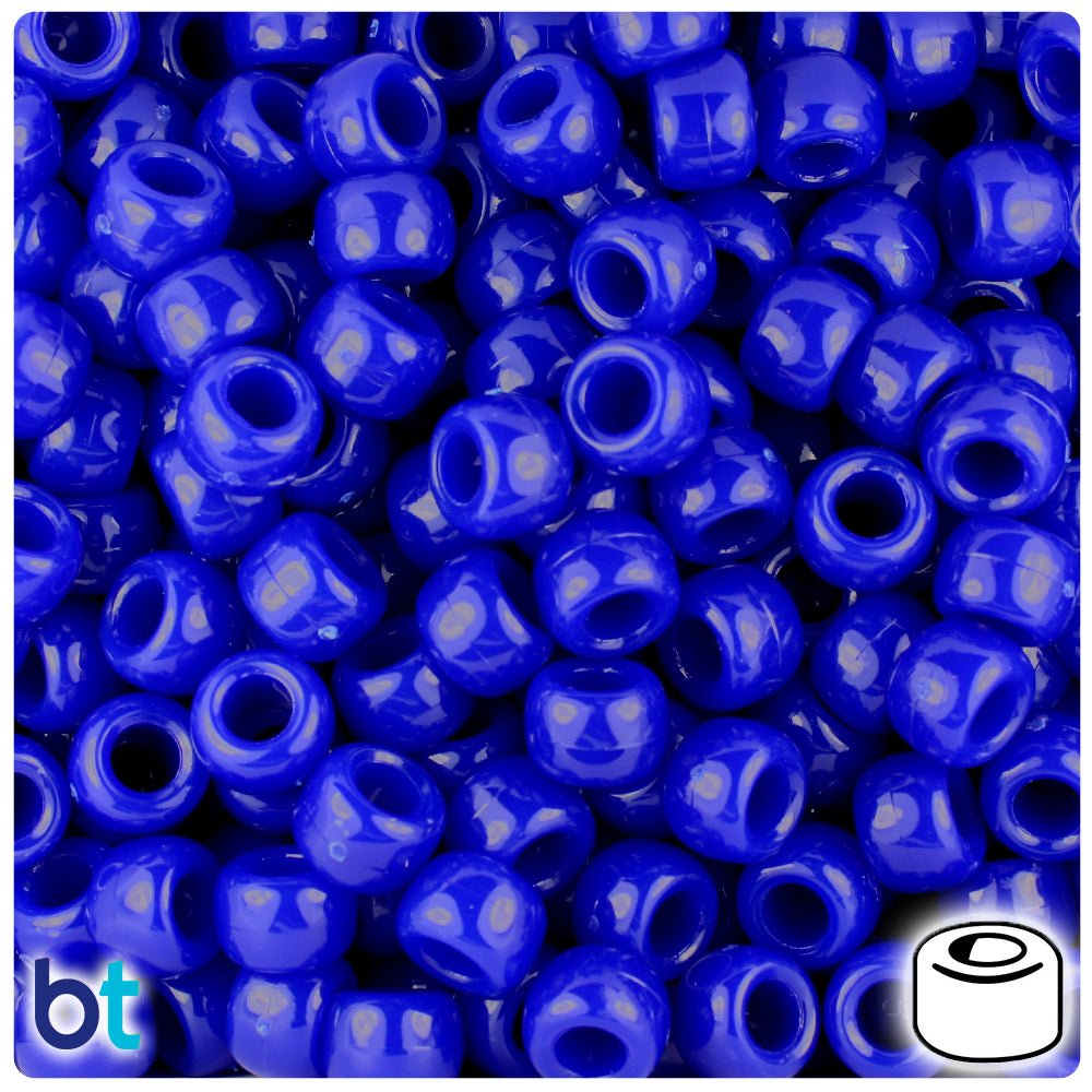 Royal Blue Opaque 9mm Barrel Pony Beads (500pcs)
