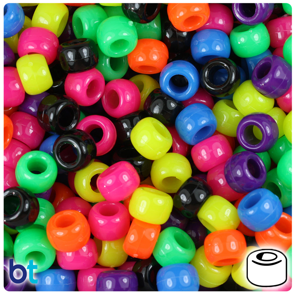 Hot Kandi Multi 9mm Barrel Pony Beads (500pcs)