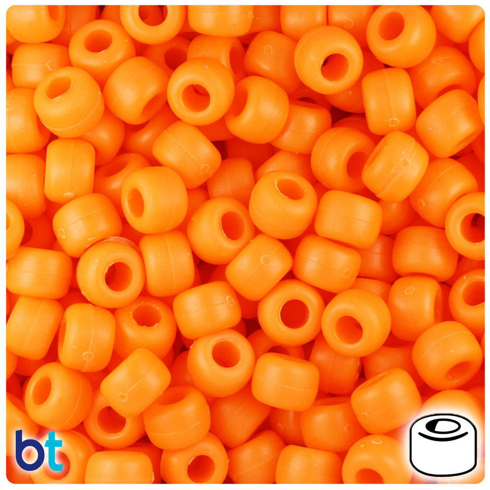 Orange Matte 9mm Barrel Pony Beads (500pcs)