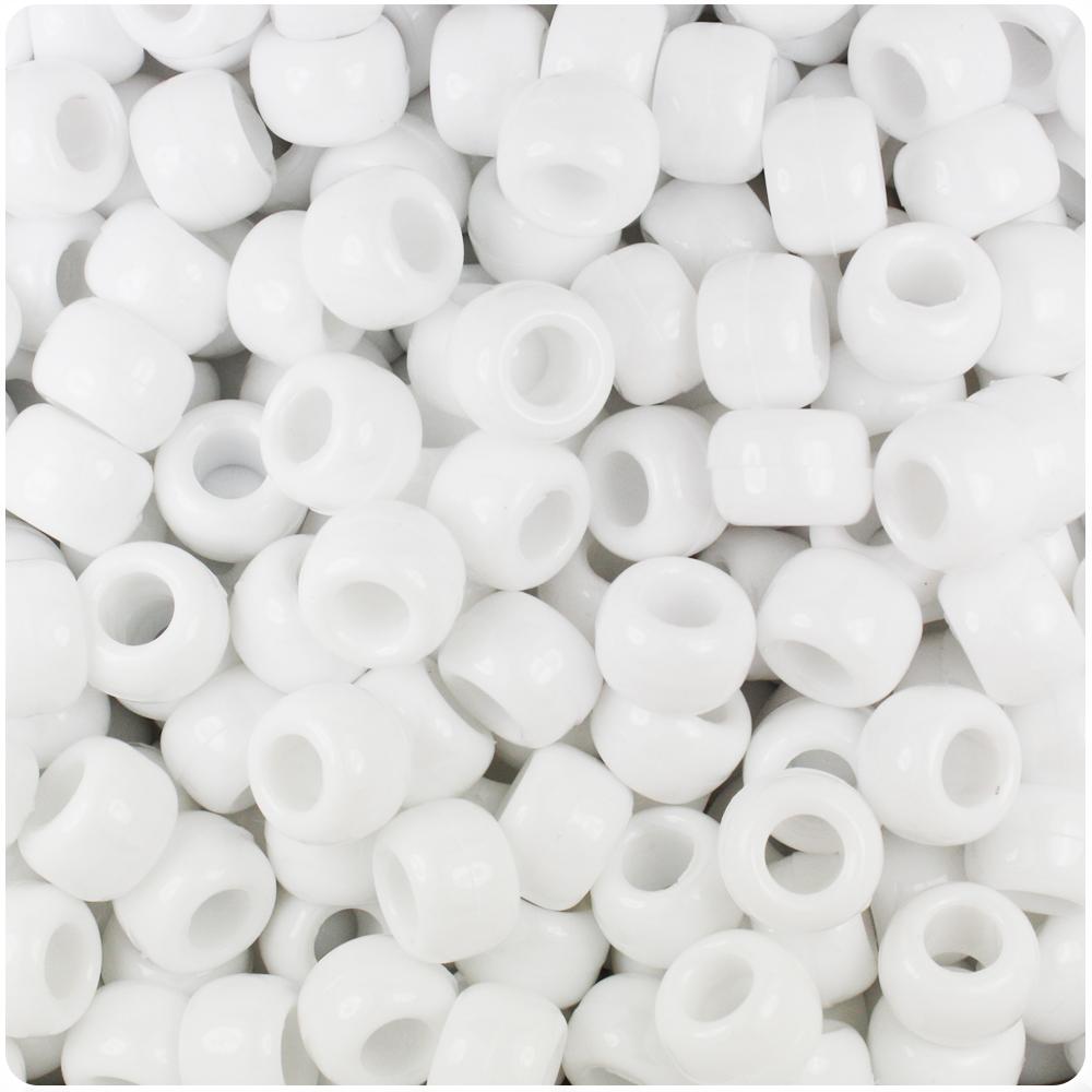 Plastic Pony Beads 9mm White Opaque