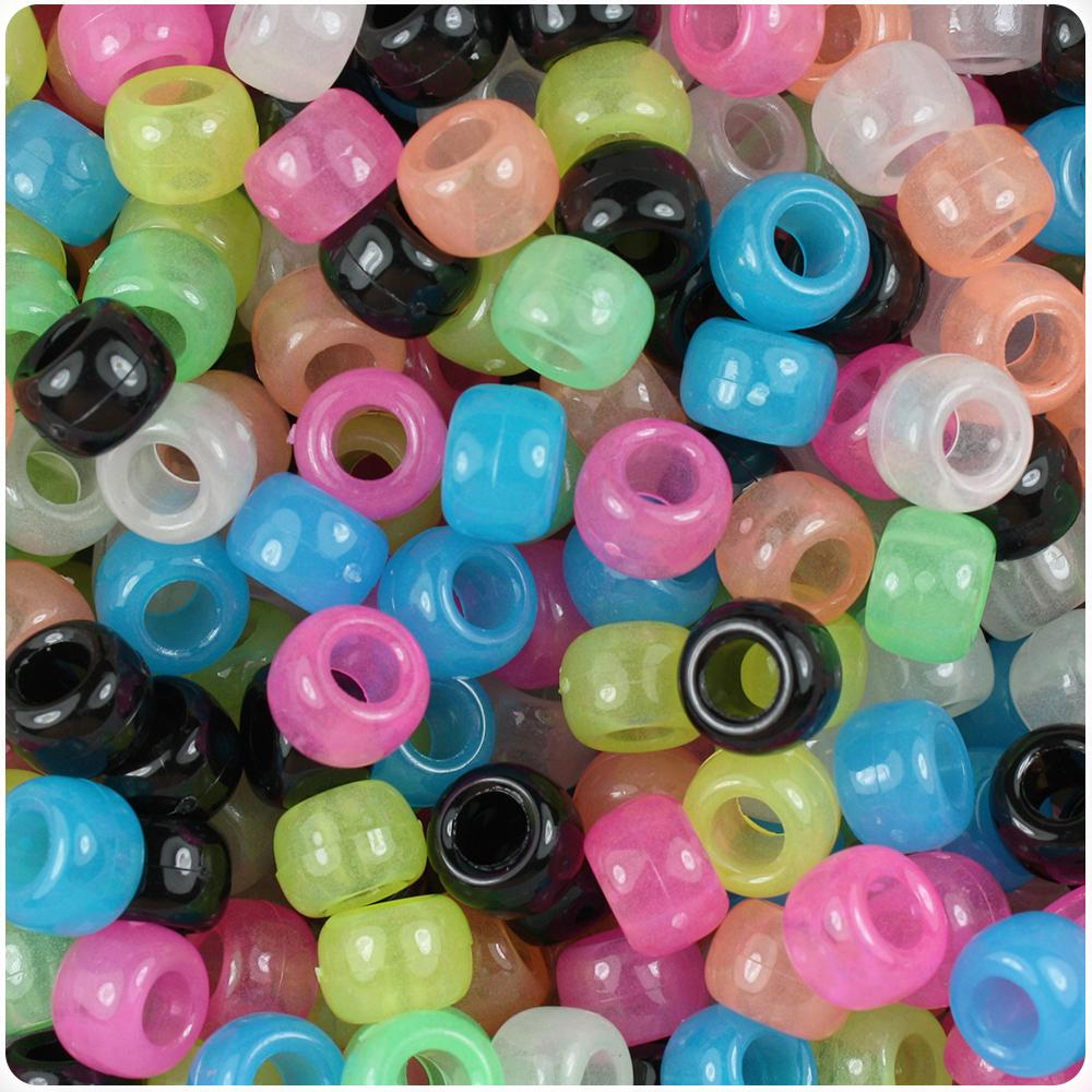 Glow Kandi Multi 9mm Barrel Pony Beads (100pcs)