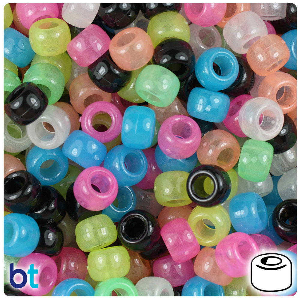 Glow Kandi Multi 9mm Barrel Pony Beads (500pcs)