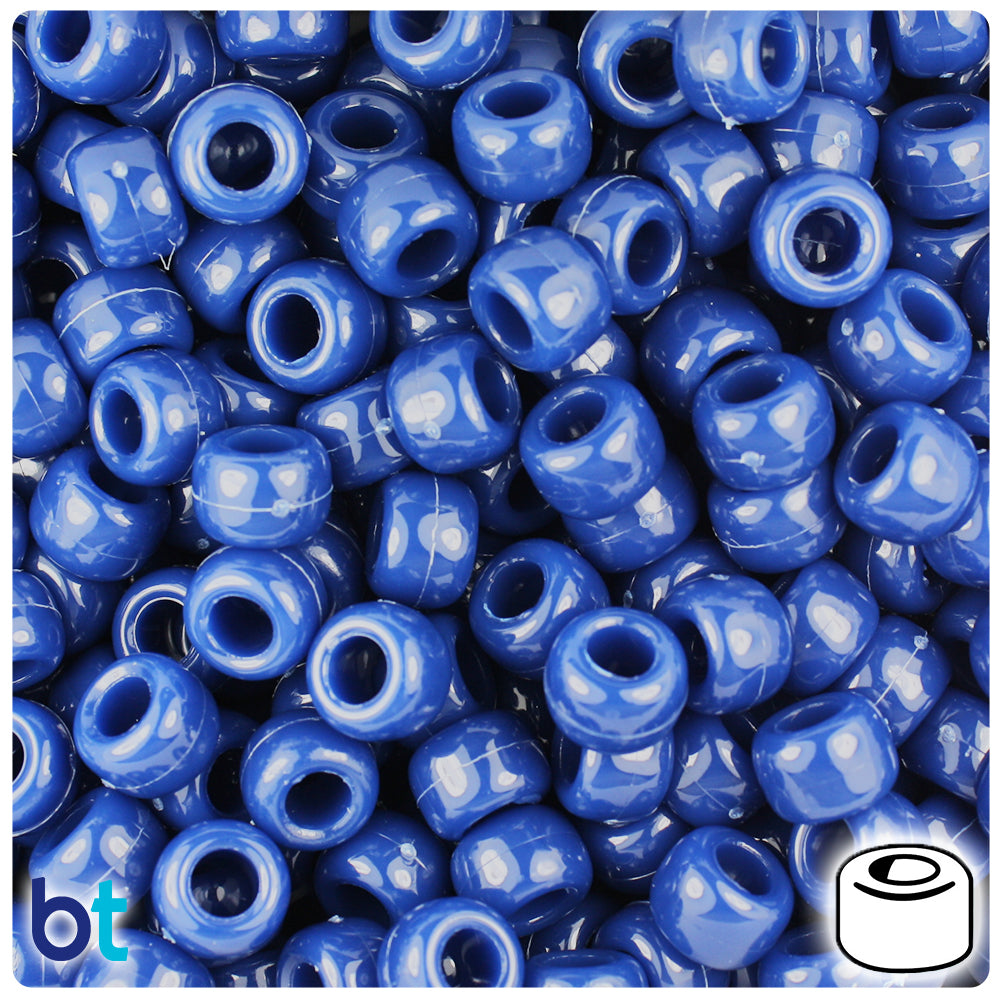 Navy Opaque 9mm Barrel Pony Beads (500pcs)