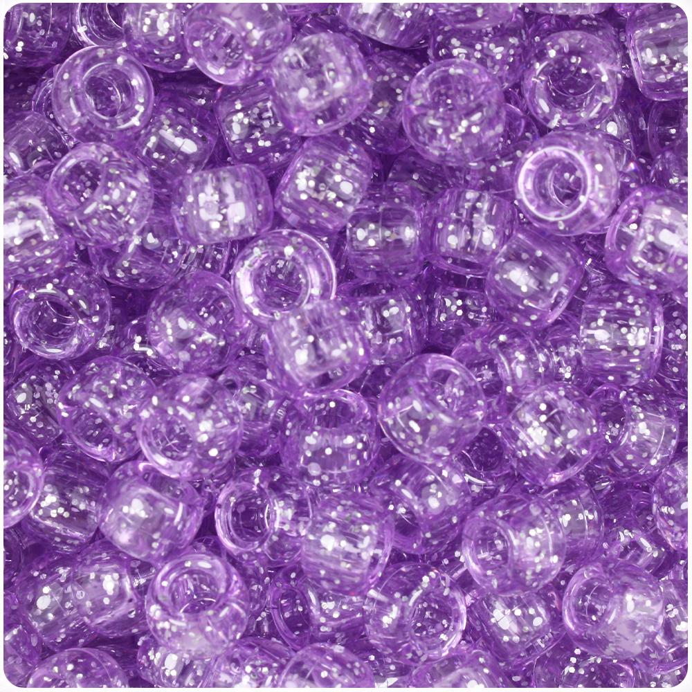 Light Amethyst Sparkle 9mm Barrel Pony Beads (100pcs)