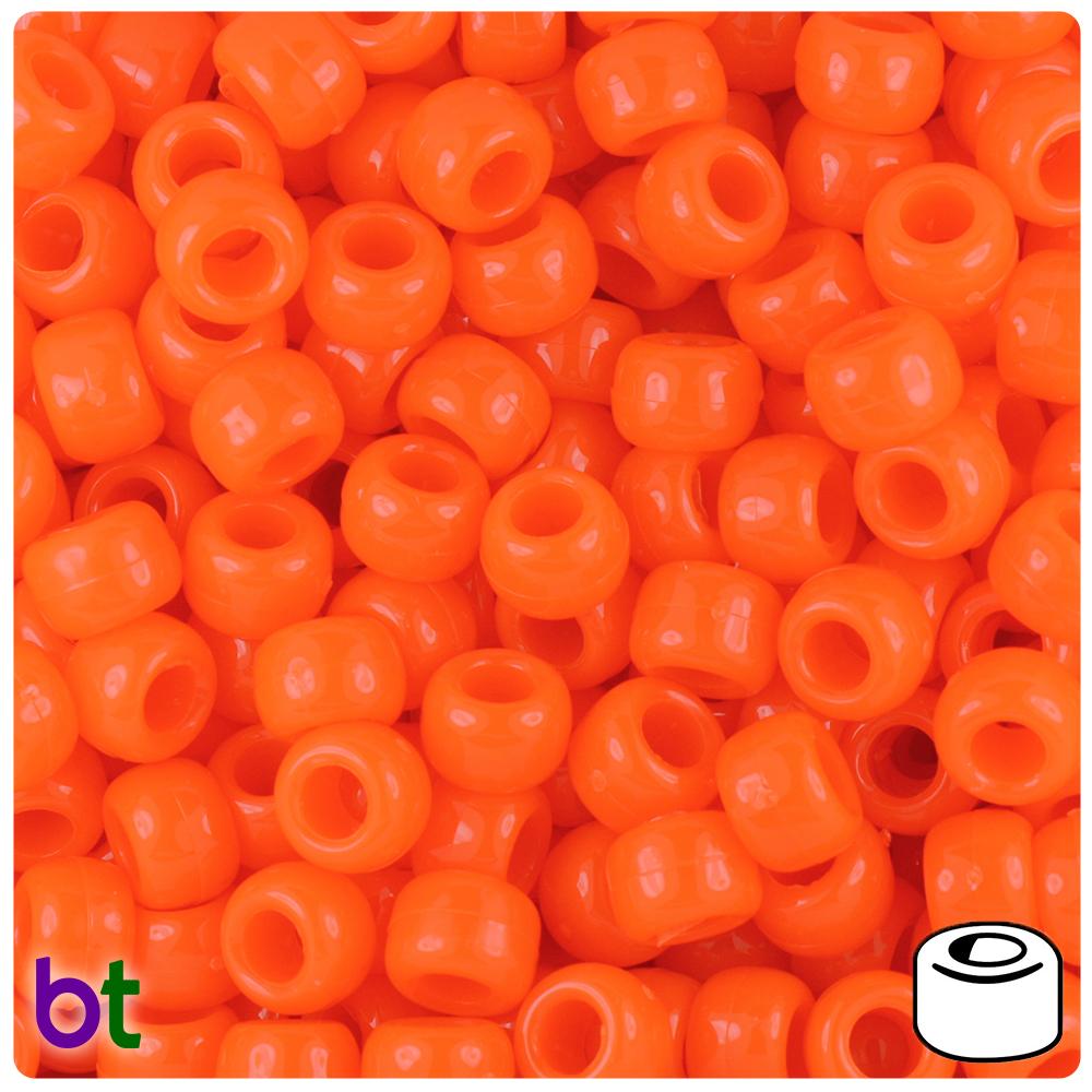 Tangelo Neon Bright 9mm Barrel Pony Beads (100pcs)