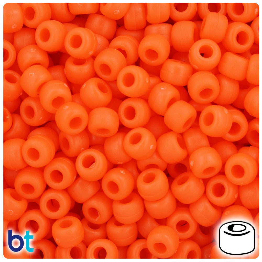 Tangelo Matte 9mm Barrel Pony Beads (500pcs)