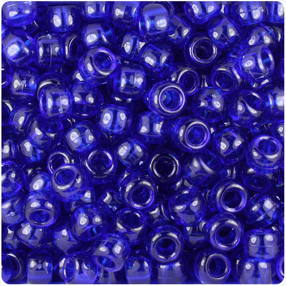 Midnight Transparent 9mm Barrel Pony Beads (100pcs)
