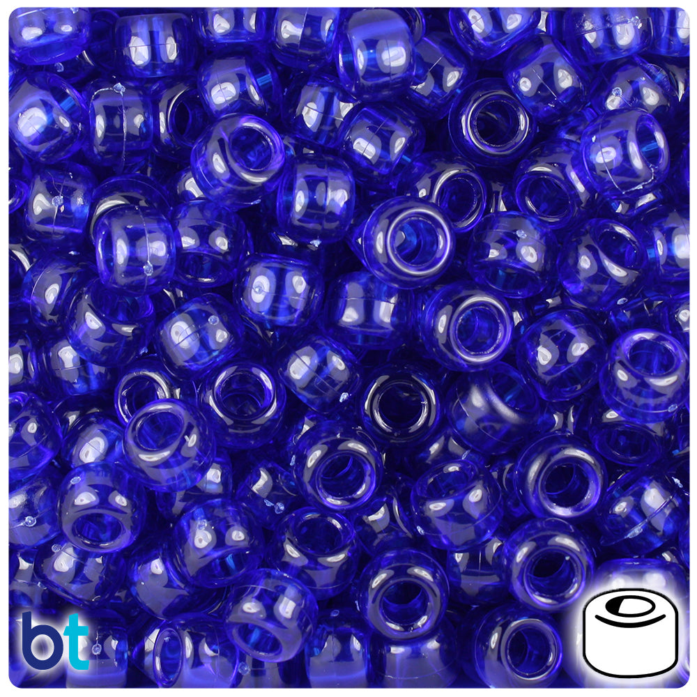 Midnight Transparent 9mm Barrel Pony Beads (500pcs)