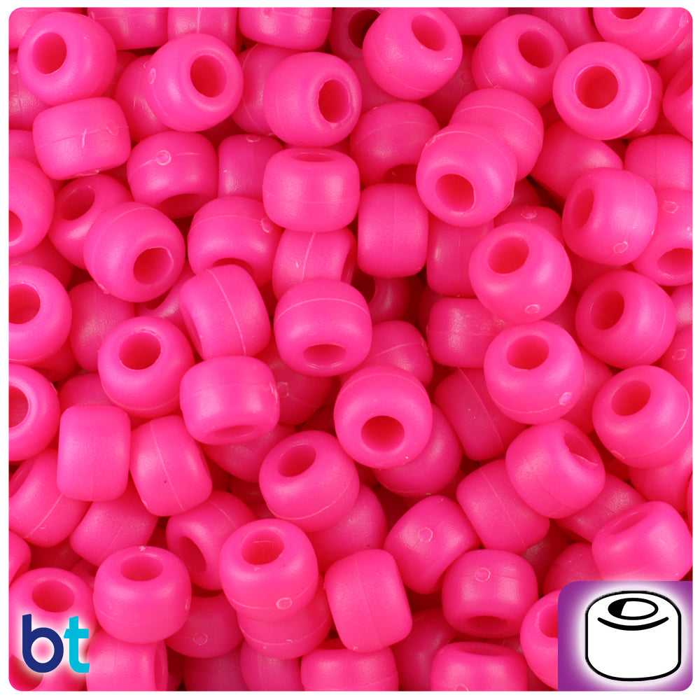 Magenta Matte 9mm Barrel Pony Beads (500pcs)