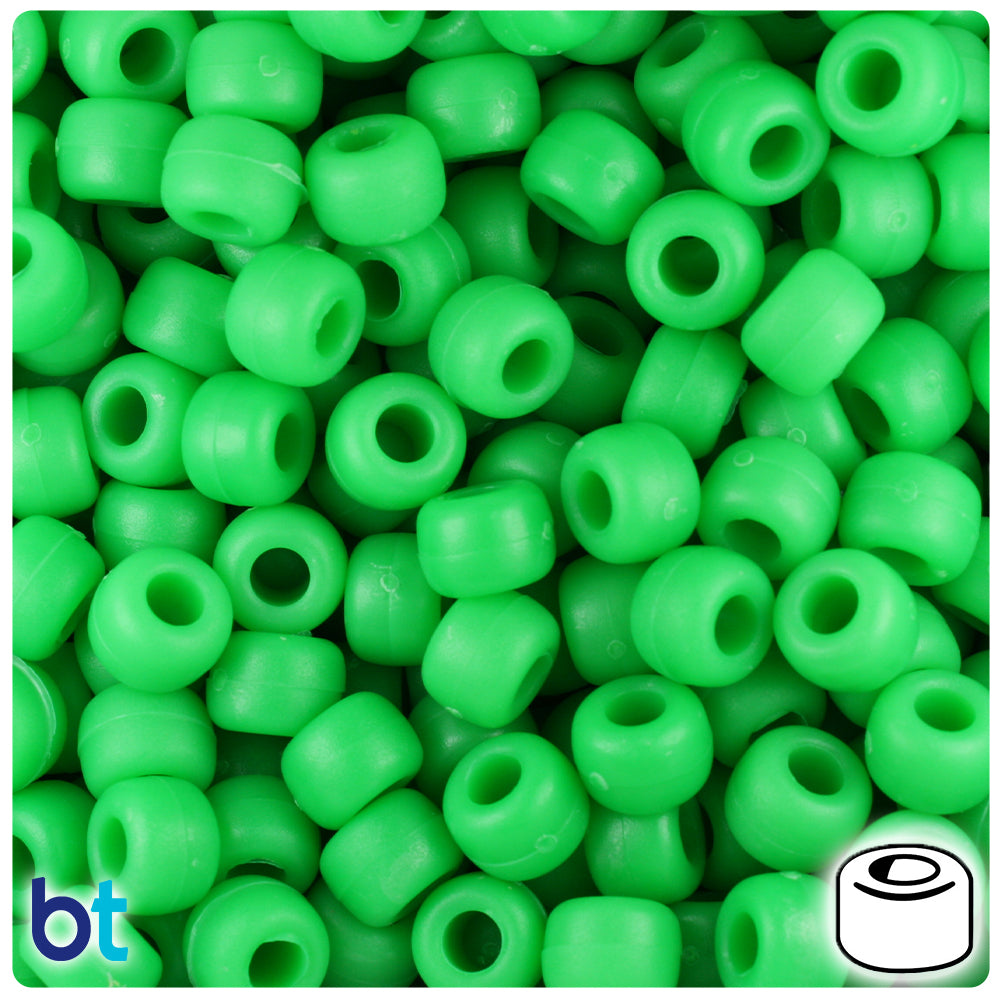 Grasshopper Matte 9mm Barrel Pony Beads (500pcs)