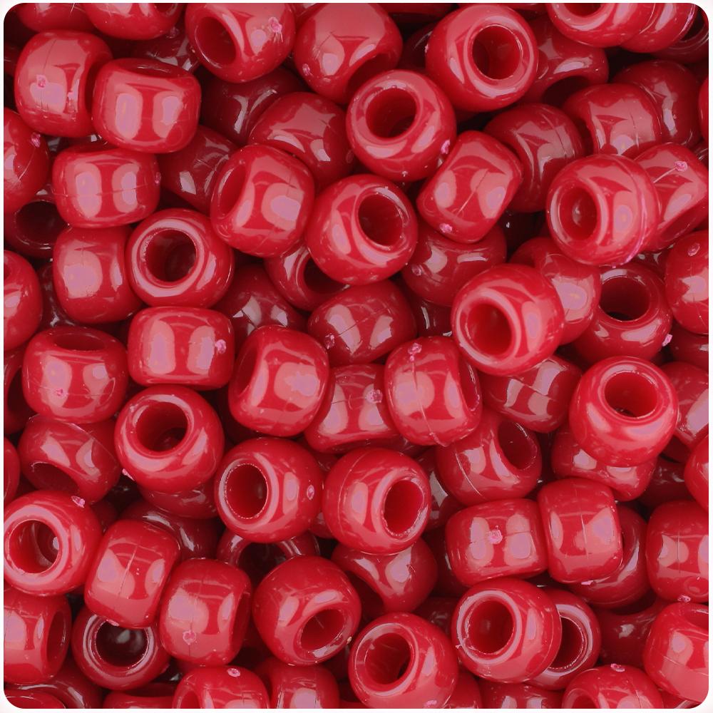 Burgundy Opaque 9mm Barrel Pony Beads (100pcs)