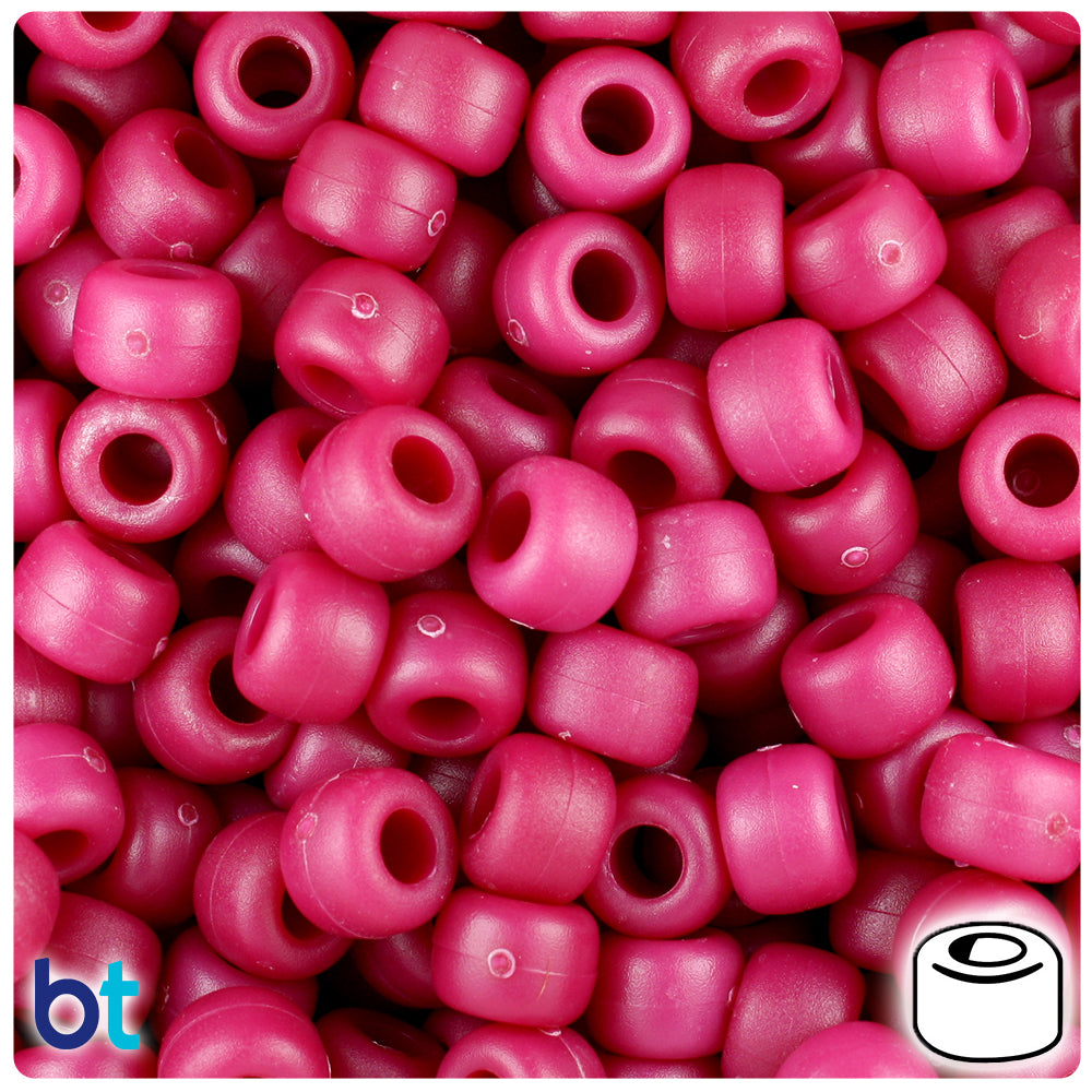 Burgundy Matte 9mm Barrel Pony Beads. (500pcs)
