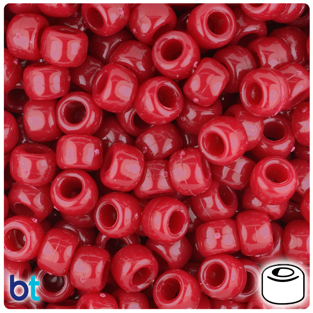 Burgundy Opaque 9mm Barrel Pony Beads (500pcs)