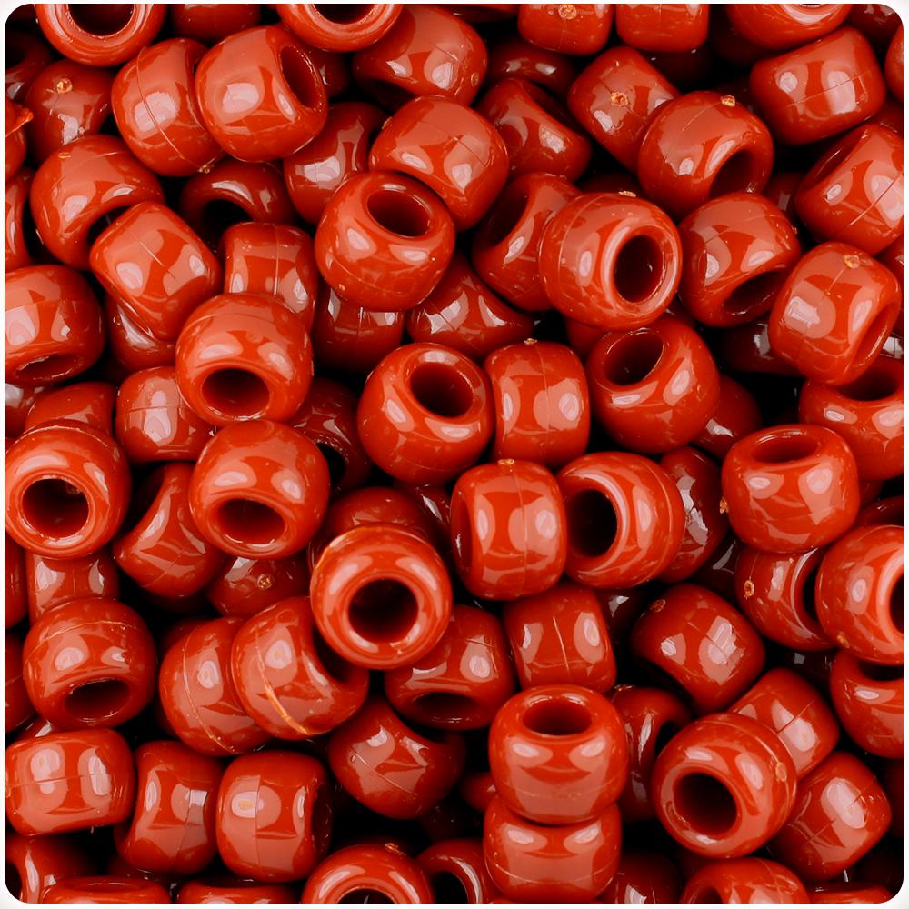 Rust Opaque 9mm Barrel Pony Beads (100pcs)