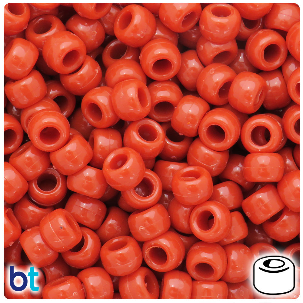 Terra Cotta Opaque 9mm Barrel Pony Beads (100pcs)