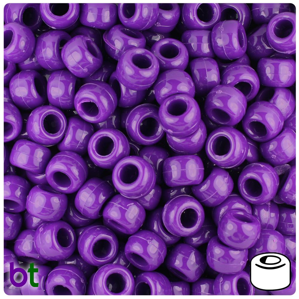 Plum Neon Bright 9mm Barrel Pony Beads (100pcs)