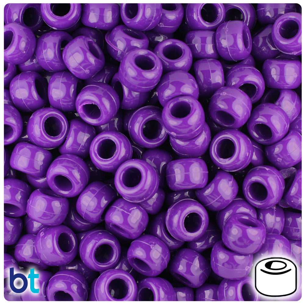 Plum Neon Bright 9mm Barrel Pony Beads (500pcs)