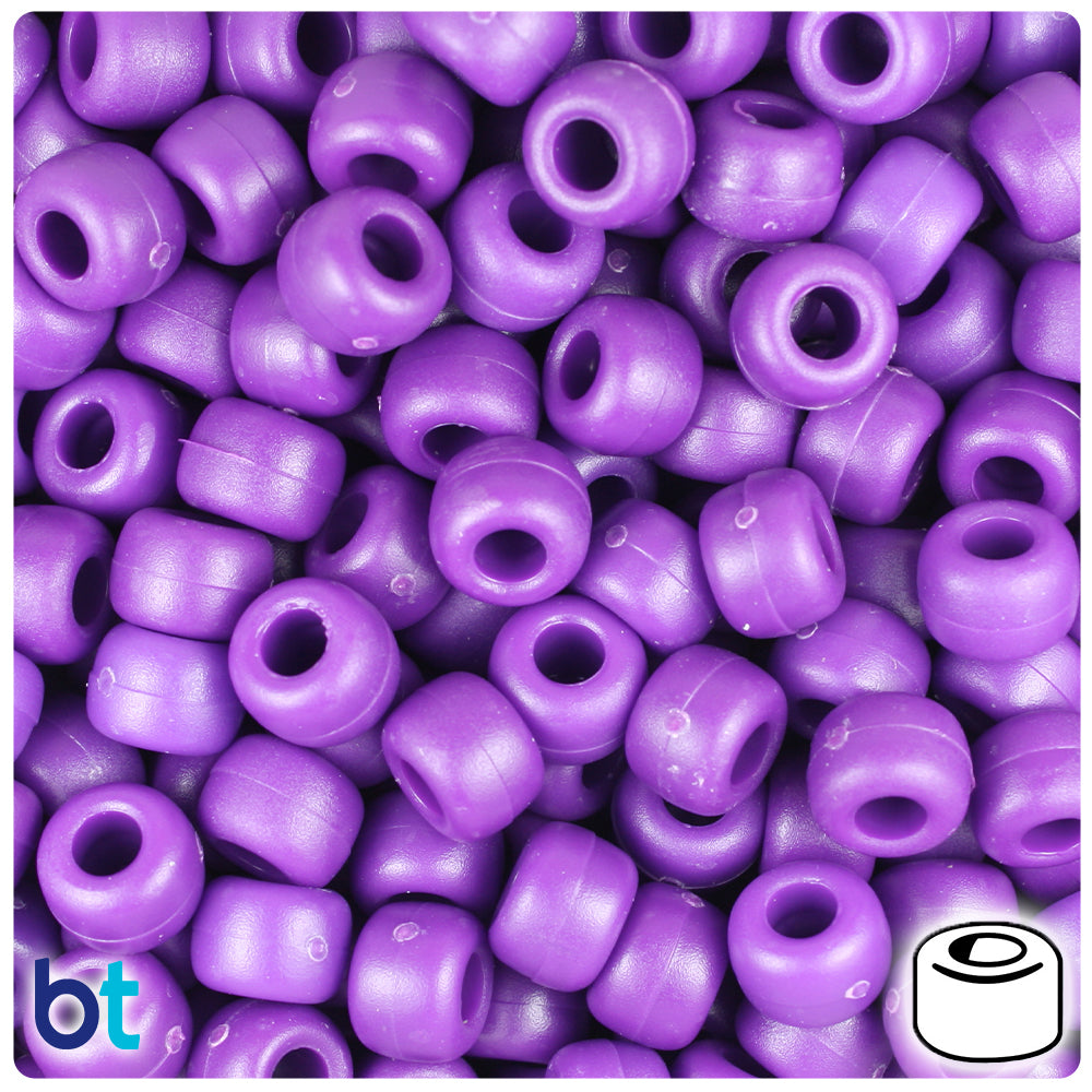 Plum Matte 9mm Barrel Pony Beads (500pcs)