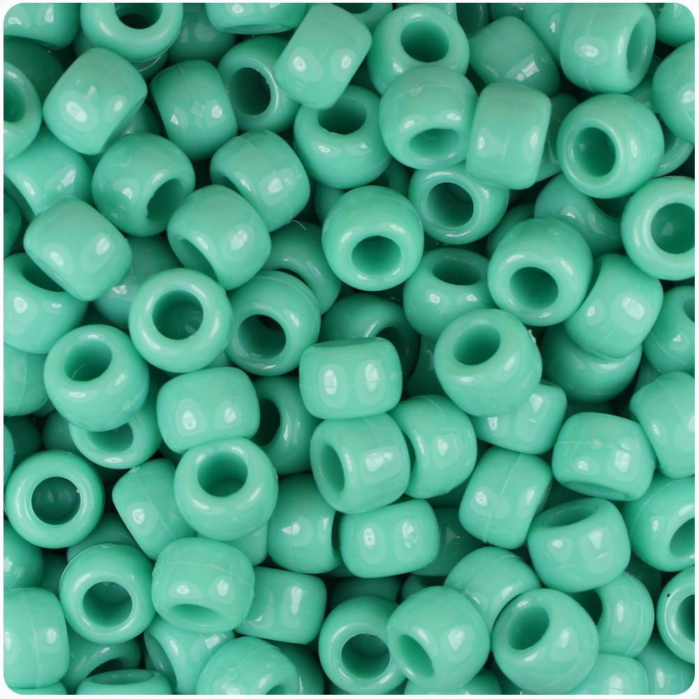 Sage Opaque 9mm Barrel Pony Beads (100pcs)