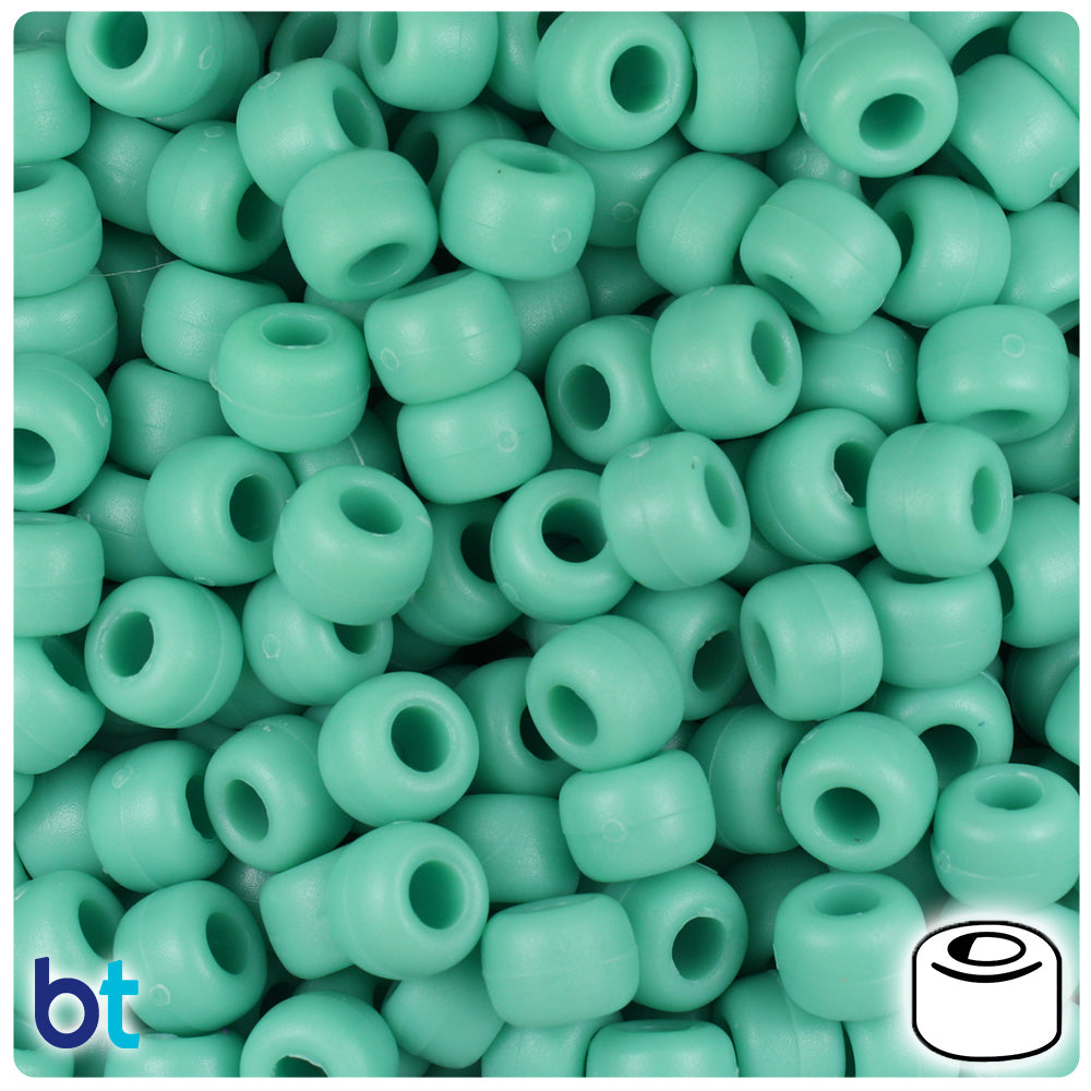 Sage Matte 9mm Barrel Pony Beads (500pcs)