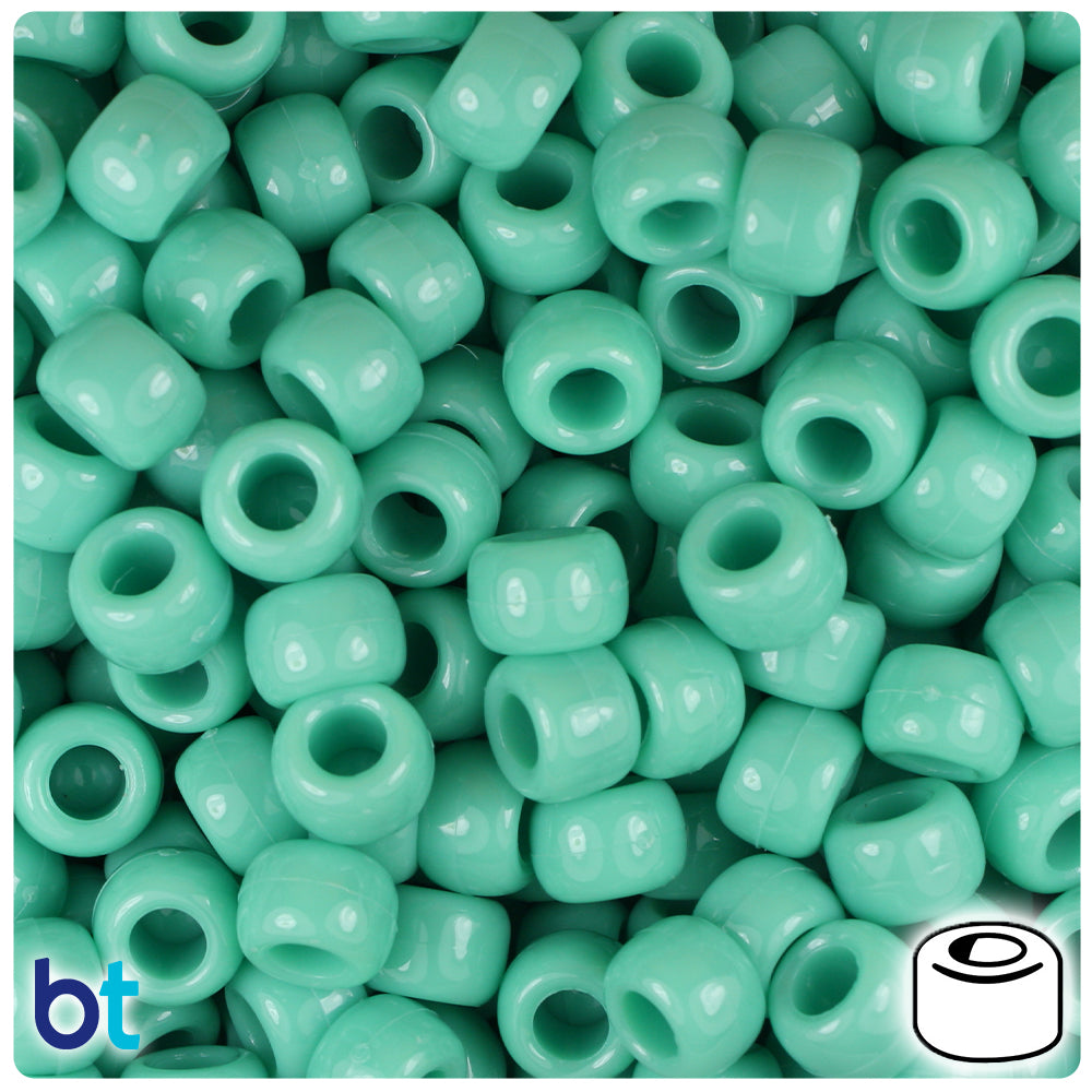 Sage Opaque 9mm Barrel Pony Beads (500pcs)