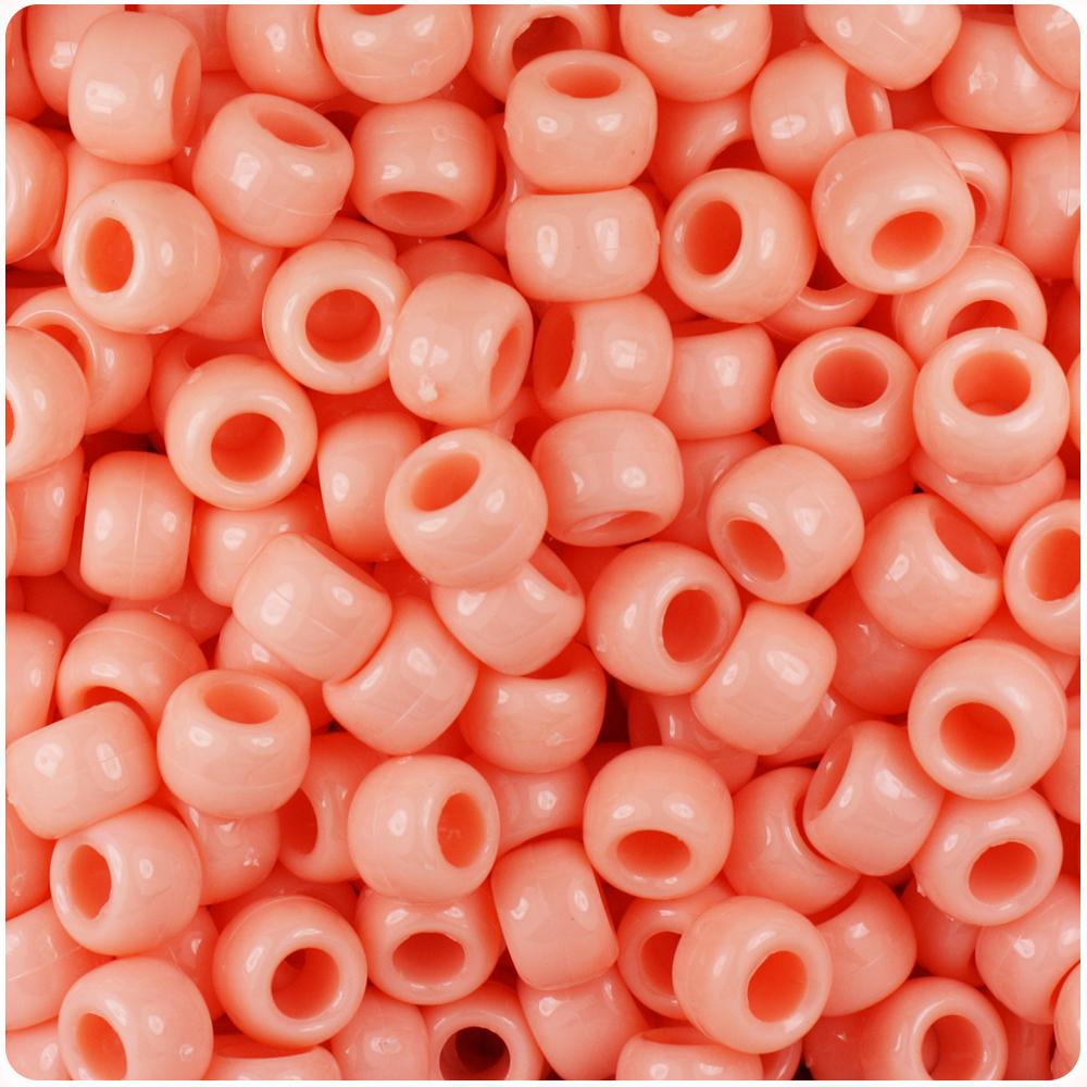 Peach Opaque 9mm Barrel Pony Beads (100pcs)