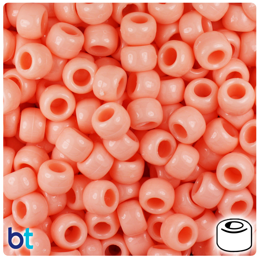 Peach Opaque 9mm Barrel Pony Beads (500pcs)
