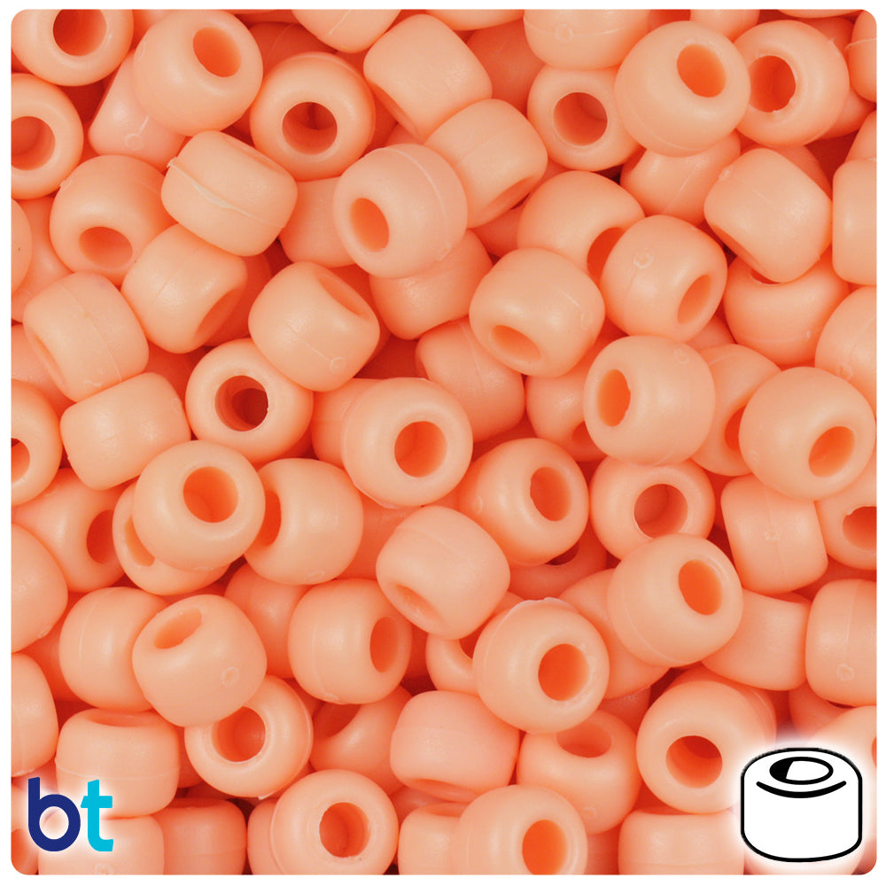 Peach Matte 9mm Barrel Pony Beads (500pcs)
