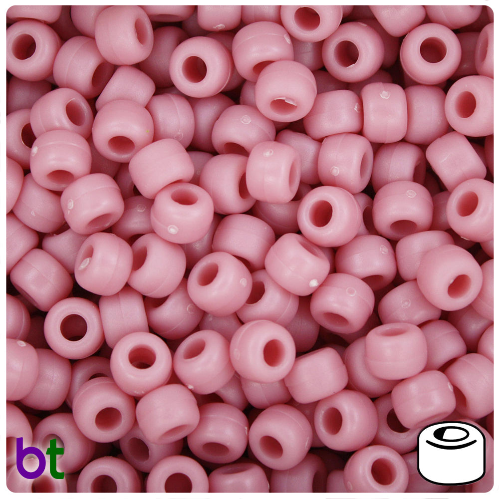 Mauve Matte 9mm Barrel Pony Beads (100pcs)