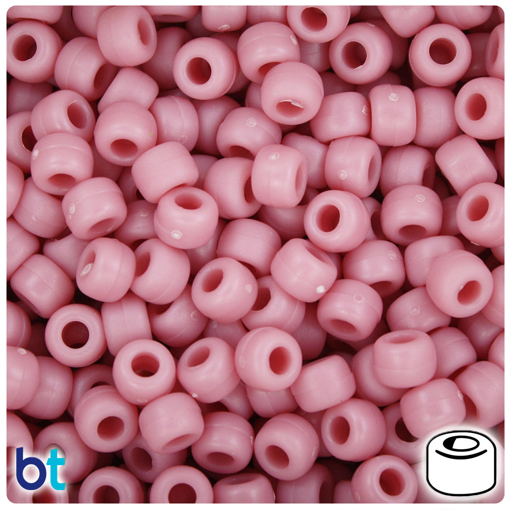 Mauve Matte 9mm Barrel Pony Beads (500pcs)