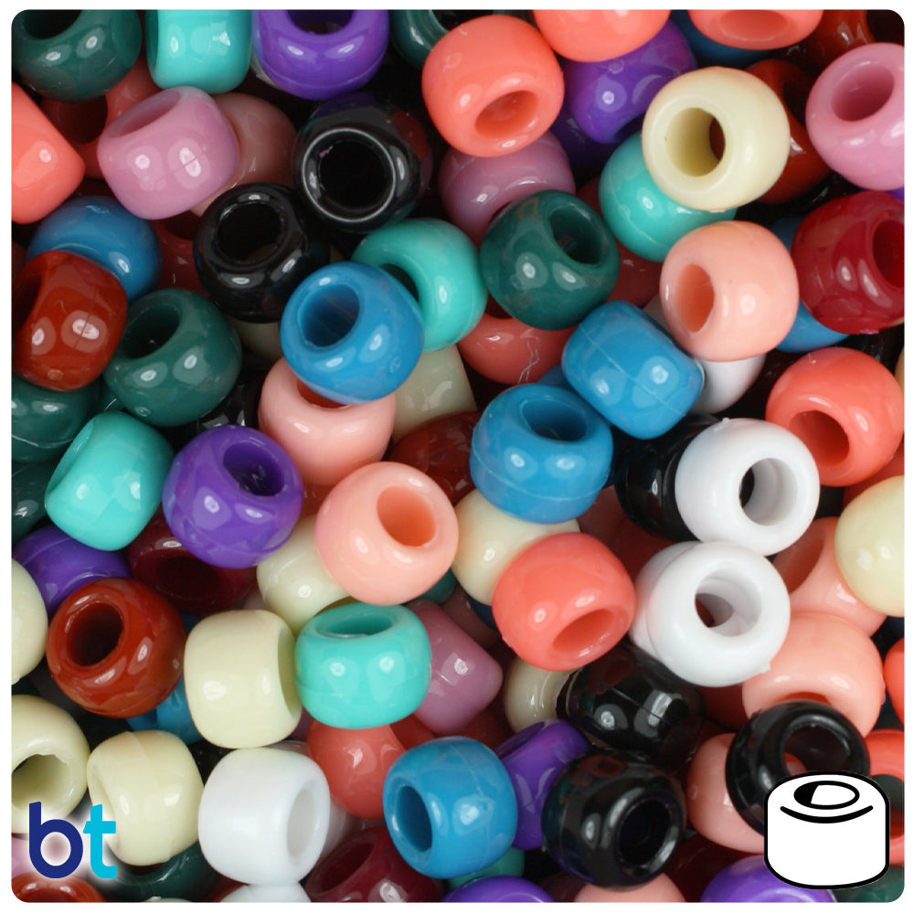 Southwest Mix Opaque 9mm Barrel Pony Beads (100pcs)
