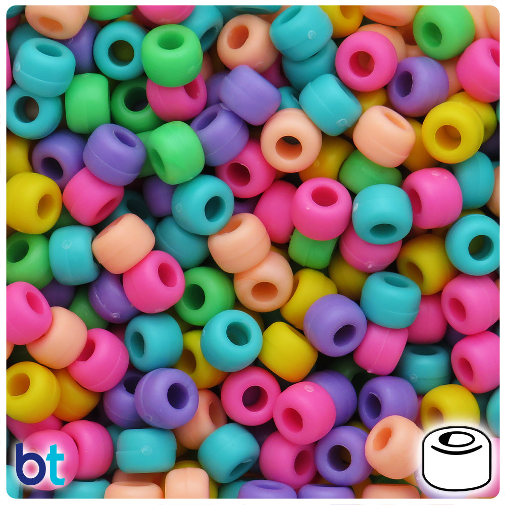 Springtime Matte Mix 9mm Barrel Pony Beads (500pcs)