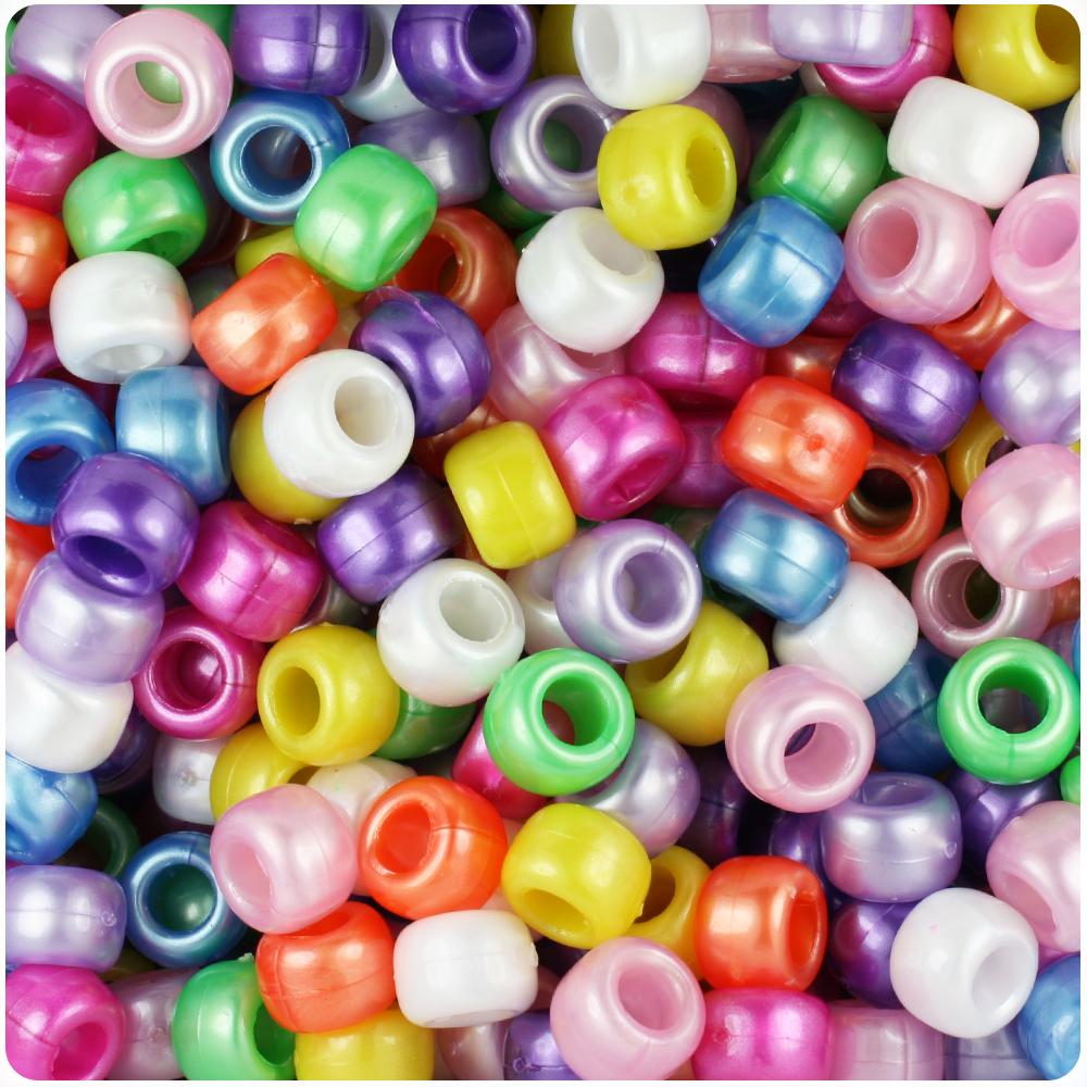 Pearl Mix 9mm Barrel Pony Beads (100pcs)