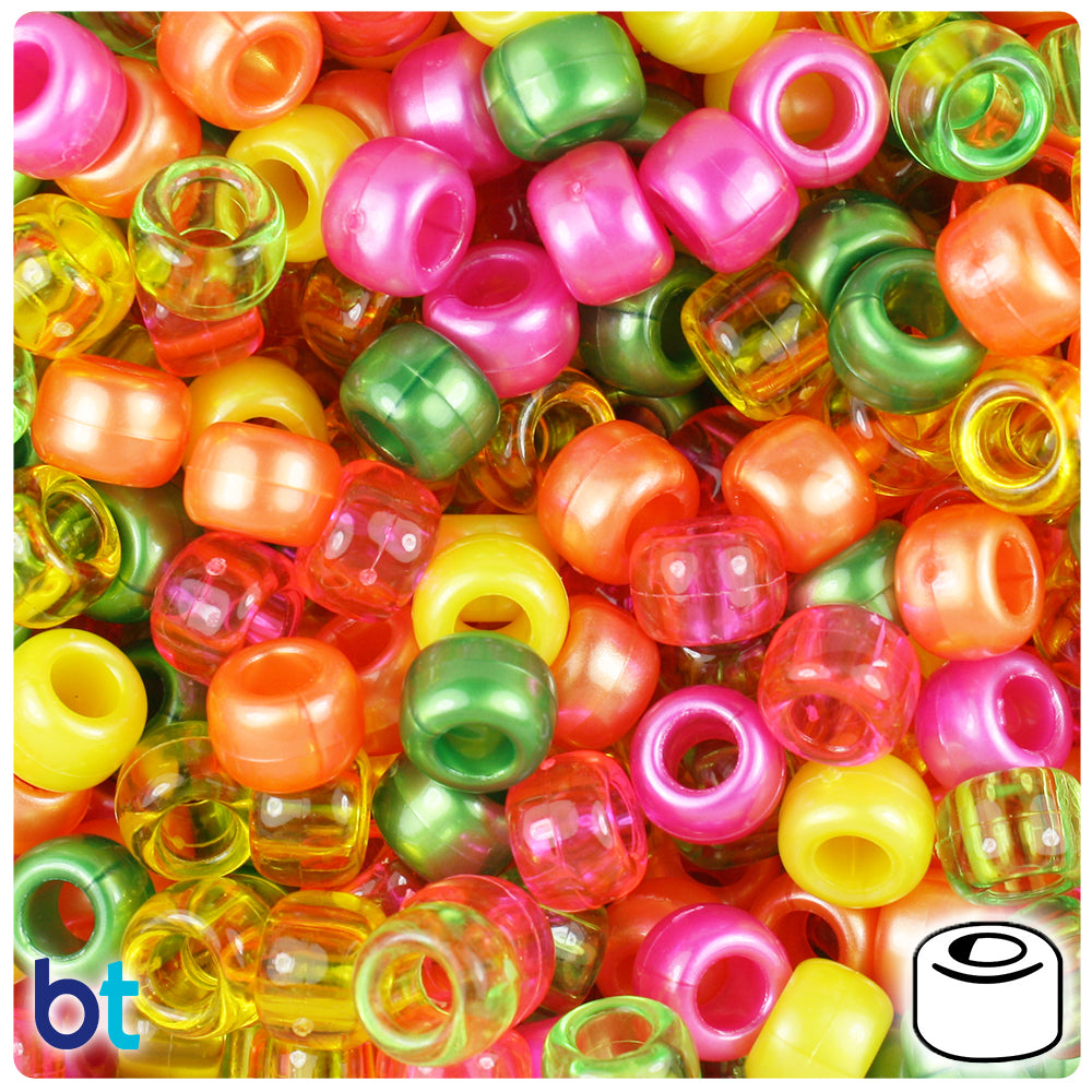 Carnival Multi 9mm Barrel Pony Beads (500pcs)