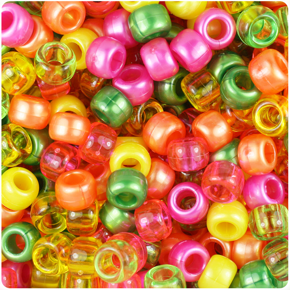 Carnival Multi 9mm Barrel Pony Beads (100pcs)