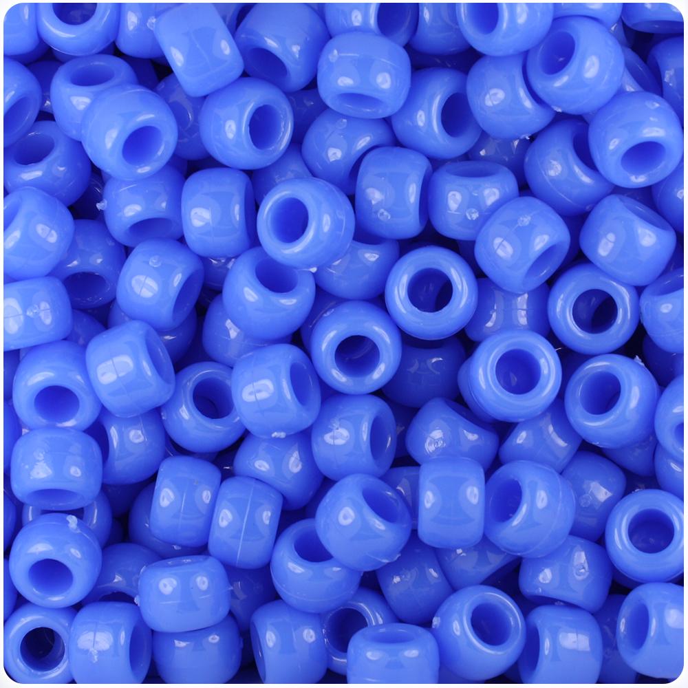Periwinkle Opaque 9mm Barrel Pony Beads (100pcs)