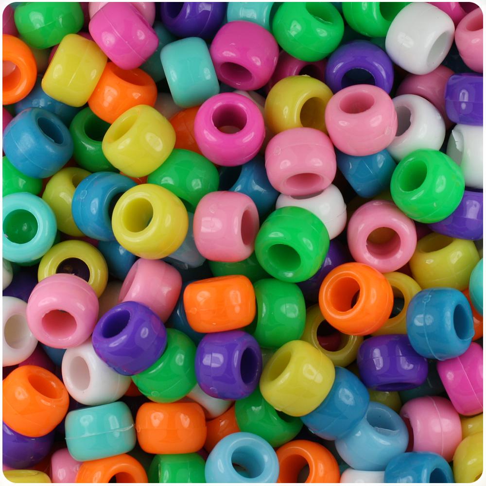 Bright Mix Opaque 9mm Barrel Pony Beads (100pcs)