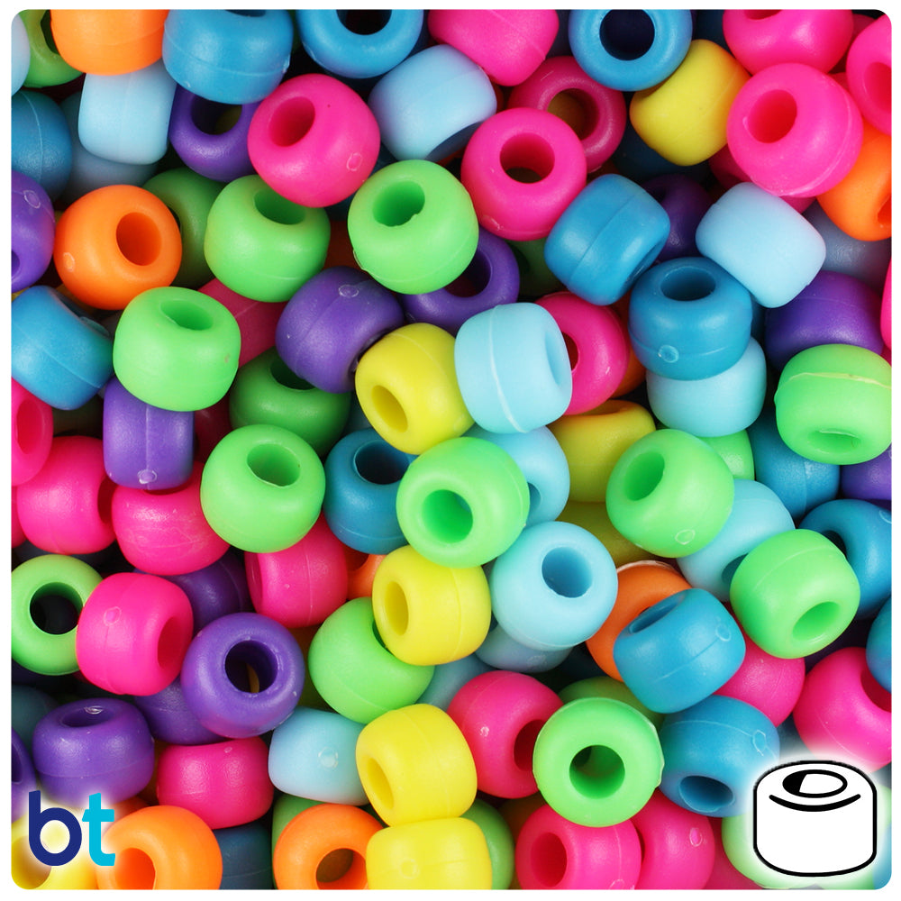 Bright Mix Matte 9mm Barrel Pony Beads (500pcs)