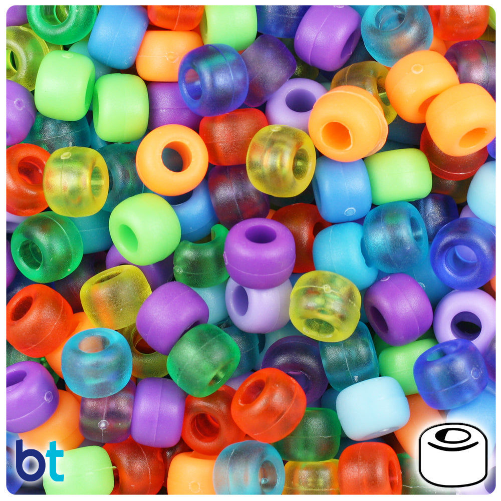 Mixed Frosted & Matte 9mm Barrel Pony Beads (500pcs)