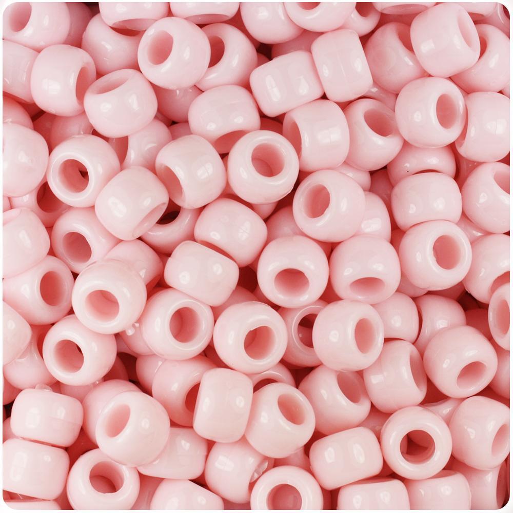 Our Lady's Pink Opaque 9mm Barrel Pony Beads (100pcs)