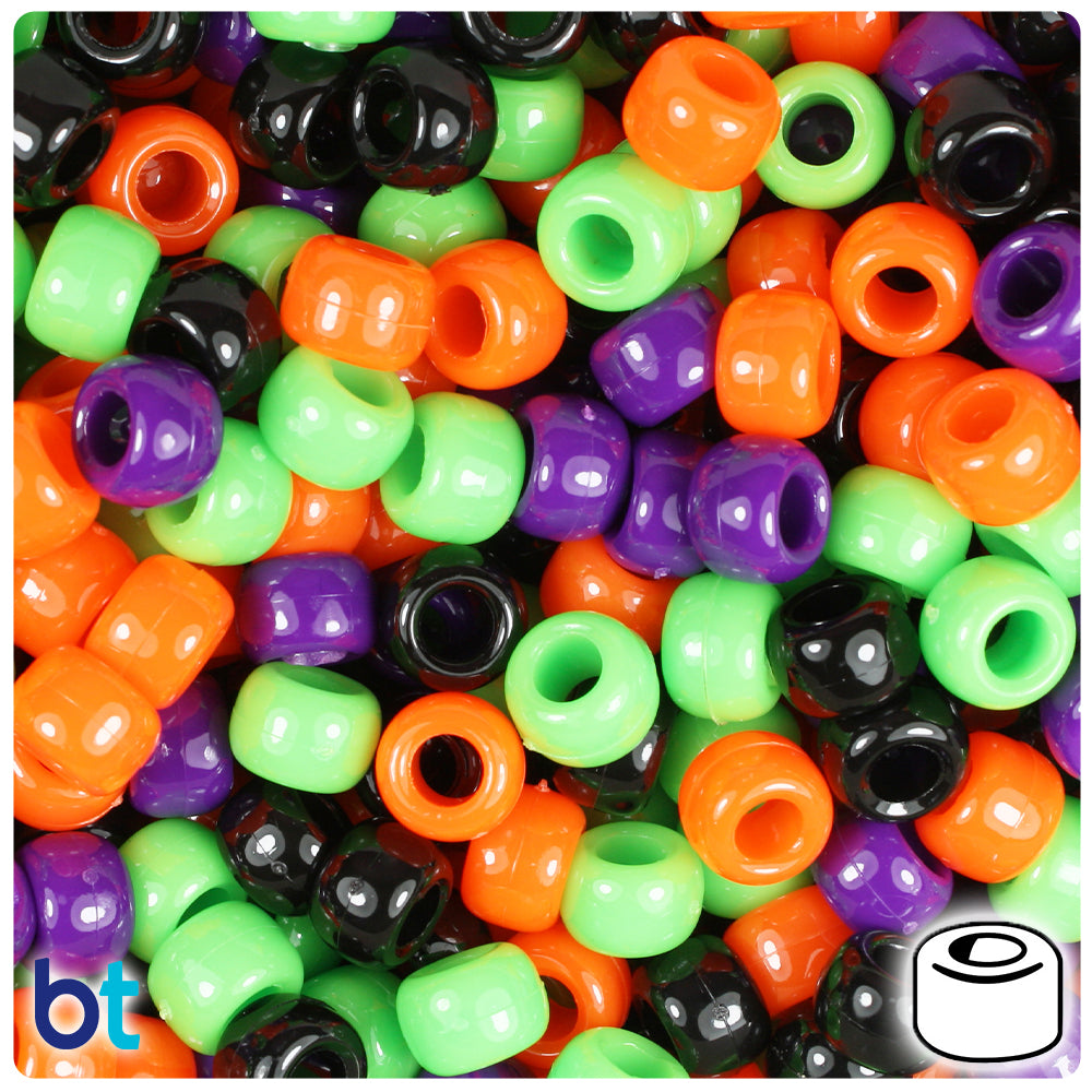 Halloween Mix Opaque 9mm Barrel Pony Beads (500pcs)