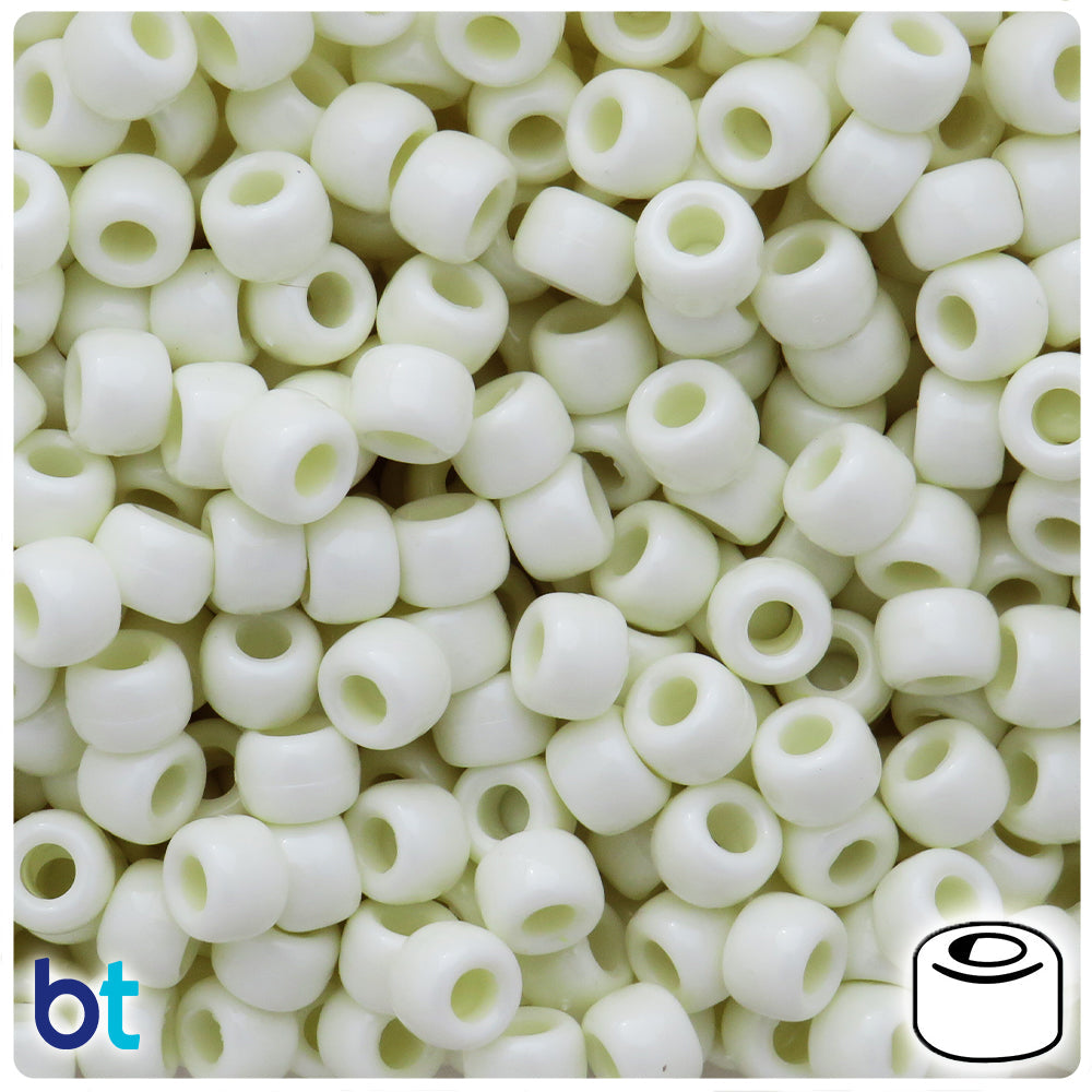 Eggshell Opaque 9mm Barrel Pony Beads (100pcs)