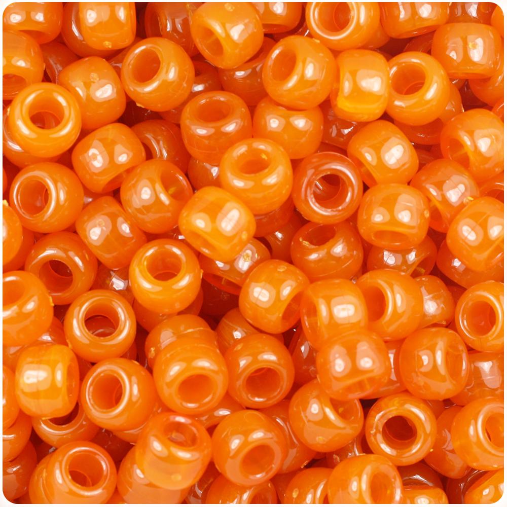 Tiger Coral Transparent 9mm Barrel Pony Beads (100pcs)